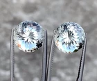 VVS 19.20 CT Natural Aquamarine Pair Gemstones Round Cut From Pakistan