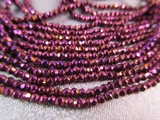 Hematite Metallic Purple Electroplated Faceted Round 2mm Beads 16 Inches Long