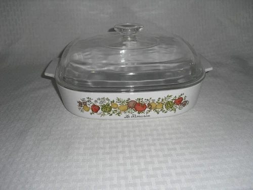 Vintage 70s Corning Ware Spice Of Life LE ROMARIN A-22-B Casserole Dish with Lid