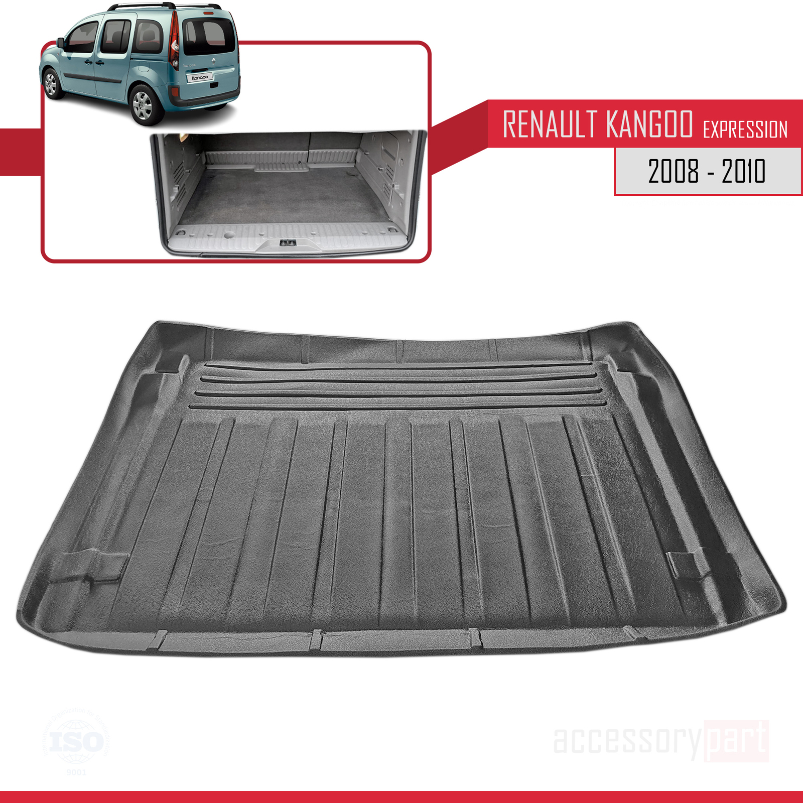 Tapis de coffre Kangoo COMBI Authentique 2008 2009 2010 noir flexible - 3
