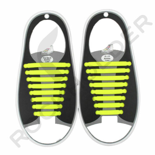 Silicone Elastic Shoelaces Rubber No Tie Shoe Lace Trainer Shoes Kids & Adult UK - Picture 36 of 63