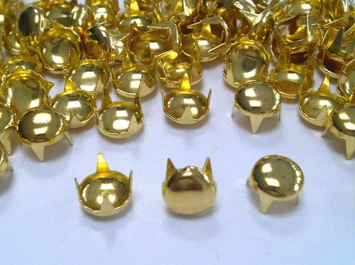 CraftbuddyUS  100pcs 7mm Gold Round Dome Studs Punk Rock Goth Biker Fashion 