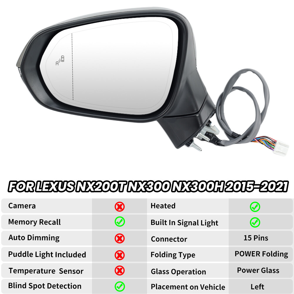 Grey Side Mirror For Lexus NX200t NX300 300h 2015-2021 Left W