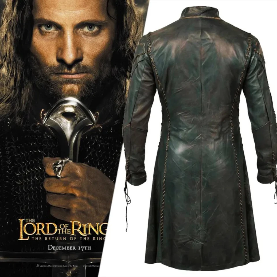 阿拉贡皮革掸子外套指环王角色扮演风衣万圣节美国 — 第 2/3 张图片