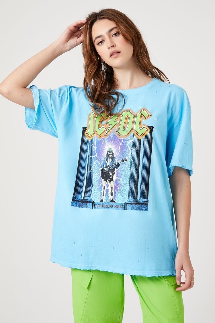 Forever 21 AC/DC BLUE S/M PRINT GRAPHIC TEE SHIRT $29 NWT | eBay