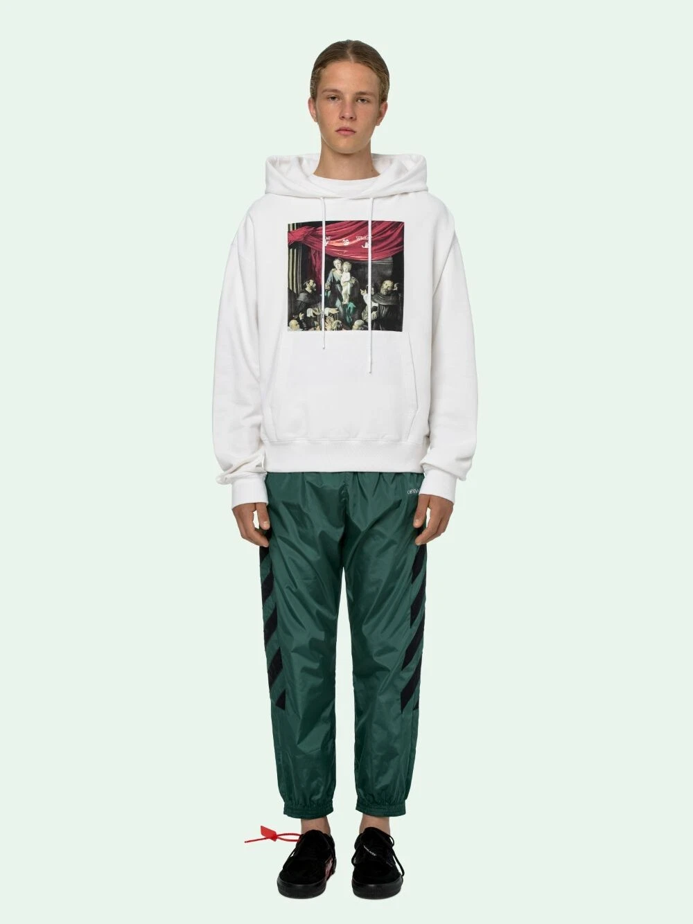 Felpa con cappuccio oversize Off White bianca Caravaggio Arrows Taglia XS FW20 PREZZO AL PUBBLICO $675