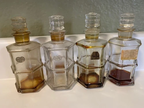 LOT 4 Beautiful Vintage empty Perfume bottles 1930s Duval Chenier Corot Maurice