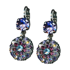 Mariana Earrings Alluring Tanzanite, Amethyst, Aquamarine, & AB Austrian Crys...