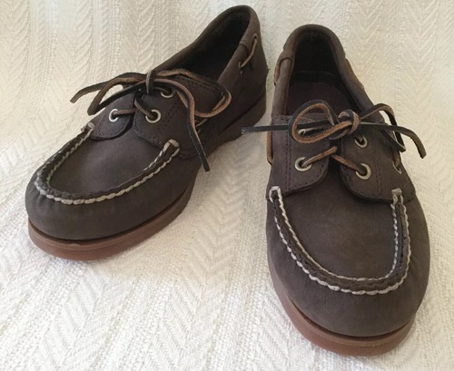 TIMBERLAND Boys Loafers Boat Shoes Brown Leather Lace Up - Size 2