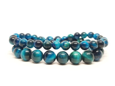 Blue Tigers Eye Bracelet Hawks Eye Bracelet 8mm 6mm Tiger's Eye Healing Gemstone