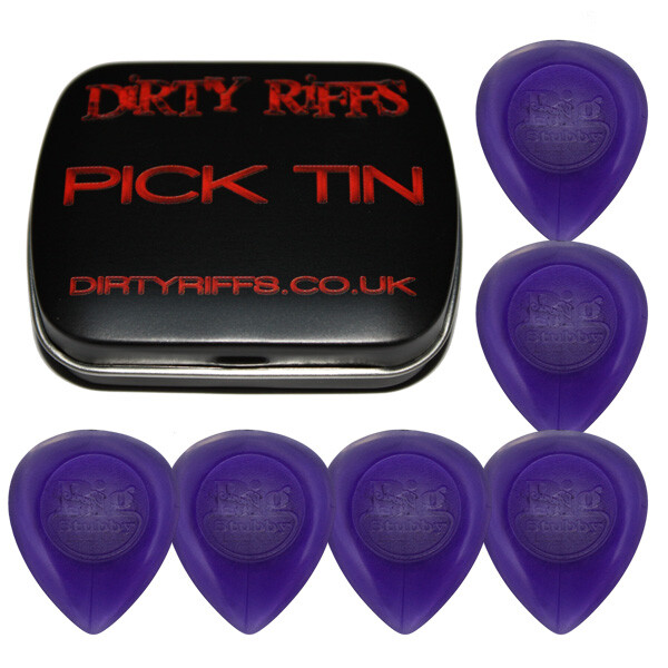6 x Dunlop Big Stubby Guitar Picks / Plectrums - 2.00mm Purple In A Pick Tin