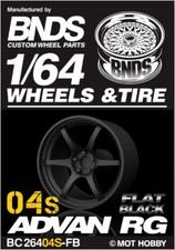 1/64 Plastic WHEELS RIMS TIRES SET For Diecast Models -ADVAN RG-04S -BLACK FLAT-