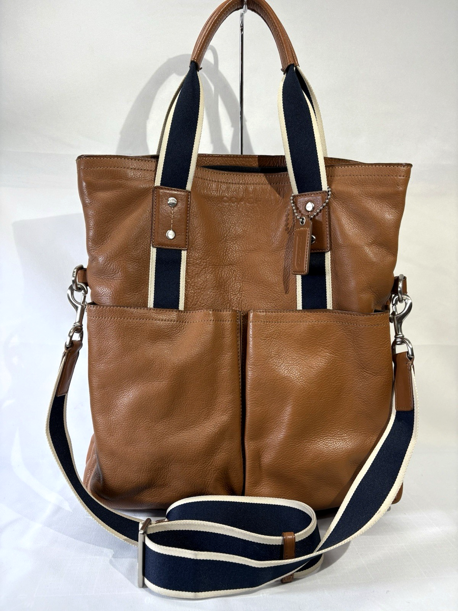 トートバッグ COACH TOTES Coach Heritage Web Leather Foldover Tote Bag F70558 Sv