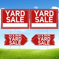 6 Pcs Yard Sale Signs with Stakes 2-Pack Extra-Large Yard Sale Signs 24" x 16...