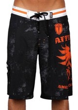 NWT AFFLICTION AMERICAN CUSTOMS Bolt Stripe Board shorts Size 33 Style 01BS439