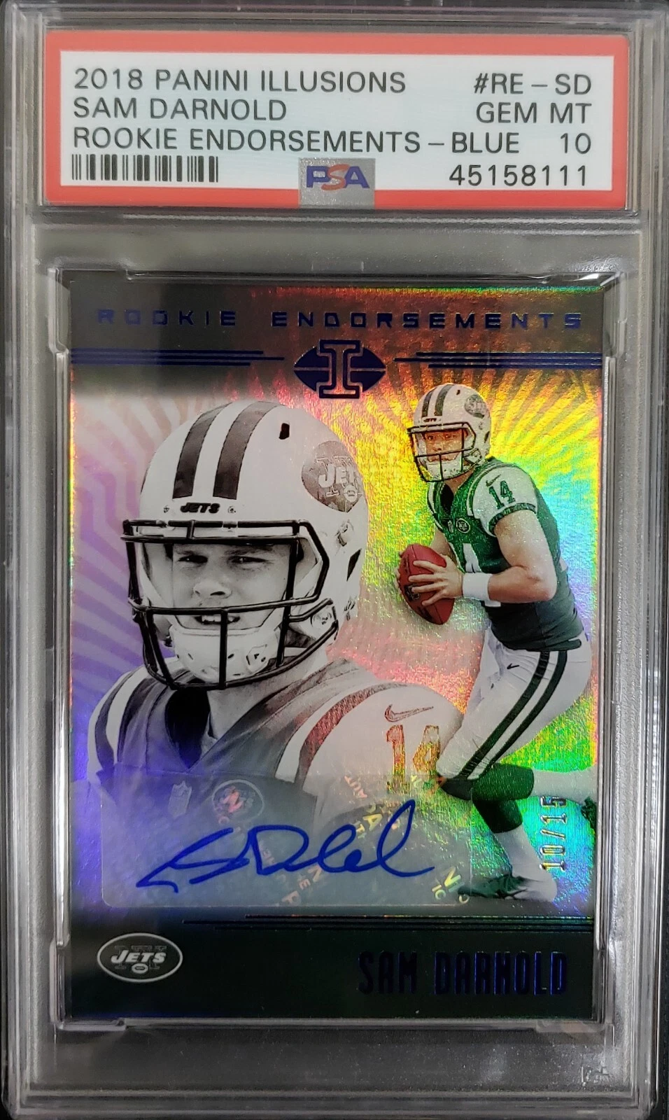 Sam Darnold Panini Illusions Rookie Endorsements #RESD Blue