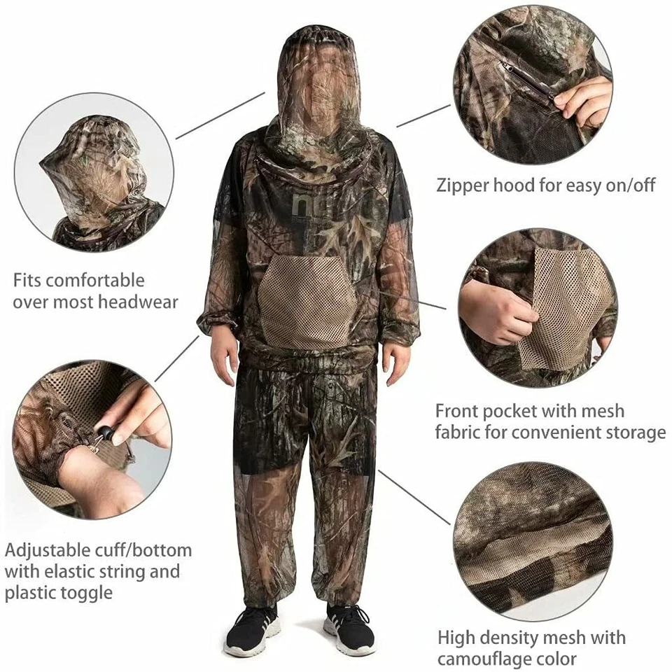 Mosquito Suit Mesh Anti Bug Jacket Clothing Net Yarn Mitts Pants Gloves Suits - Image 2 of 4
