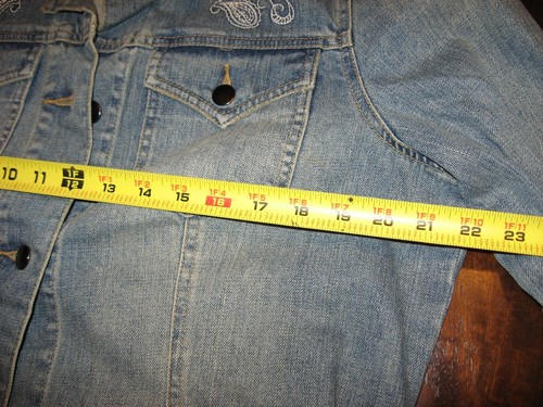 Coldwater Creek, VINTAGE, giacca denim,Lt blu,ricamato,long slv,16 - Foto 6 di 11
