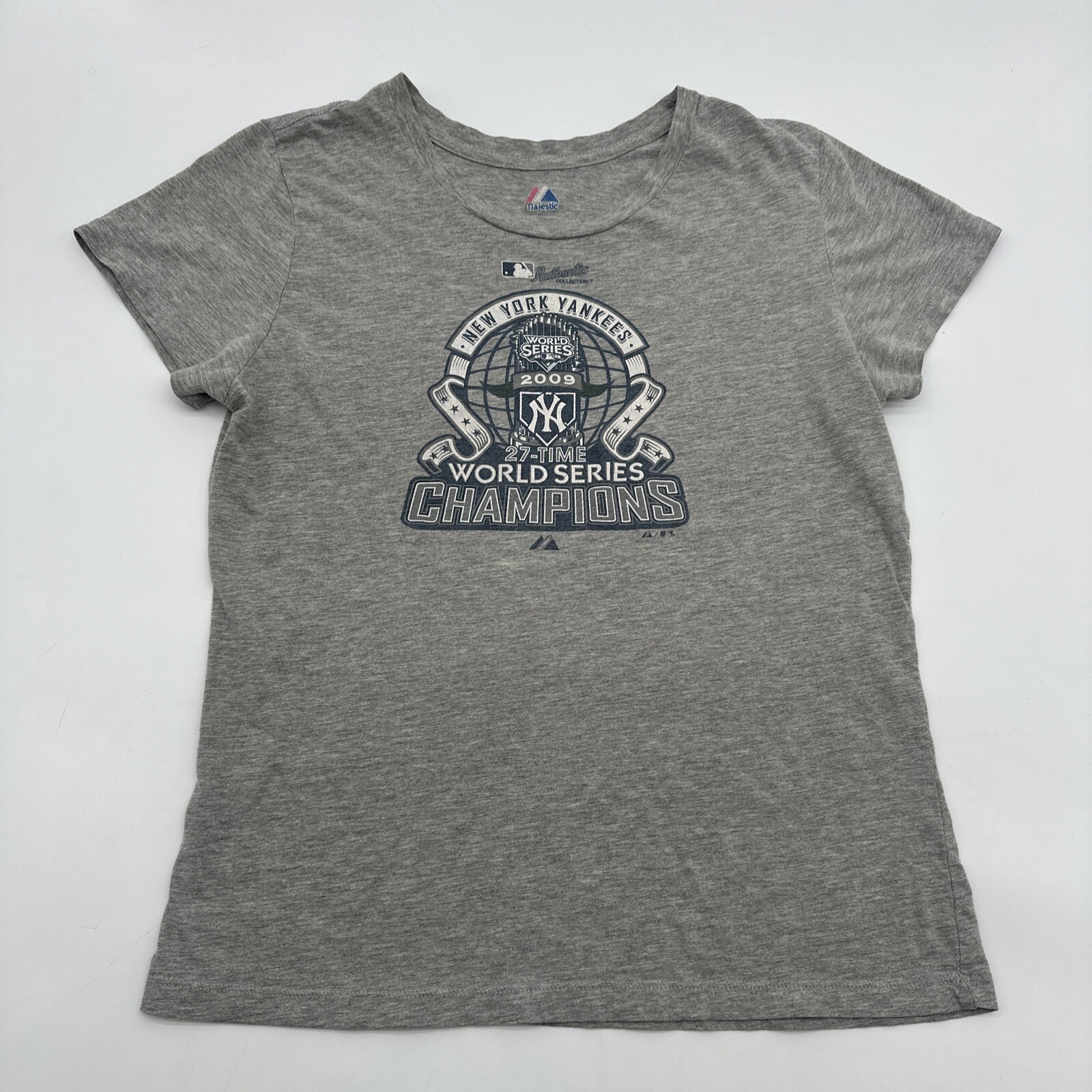 Majestic New York Yankees T-Shirt Women Large Gray Graphic Print …#17763