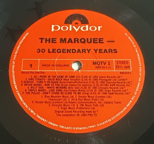 The Marquee 30 Legendary Years. Double Vinyl Gatefold LP Rock New Wave EX / EX - Picture 6 of 8