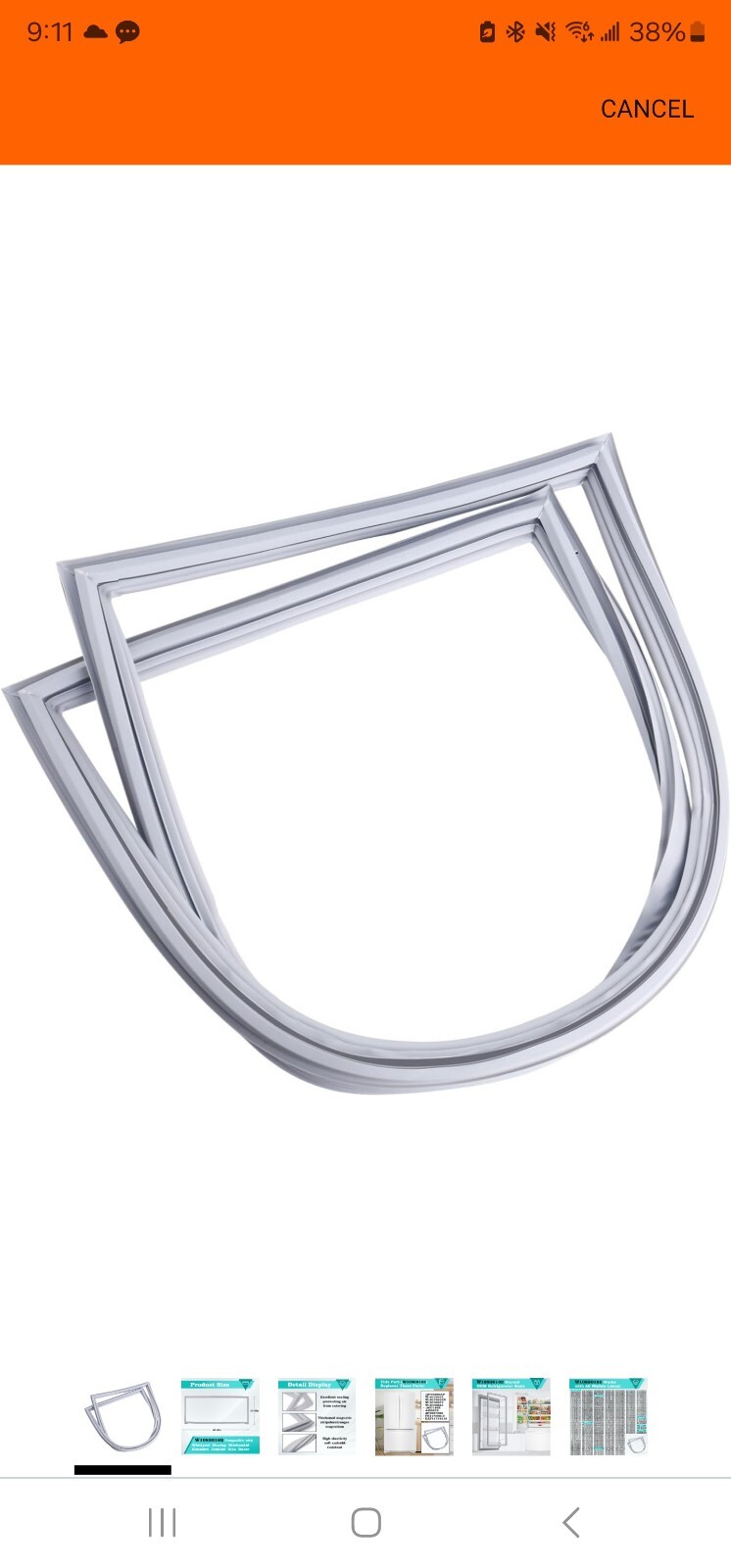 Whirlpool W10830162 Gray French Door Refrigerator Gasket
