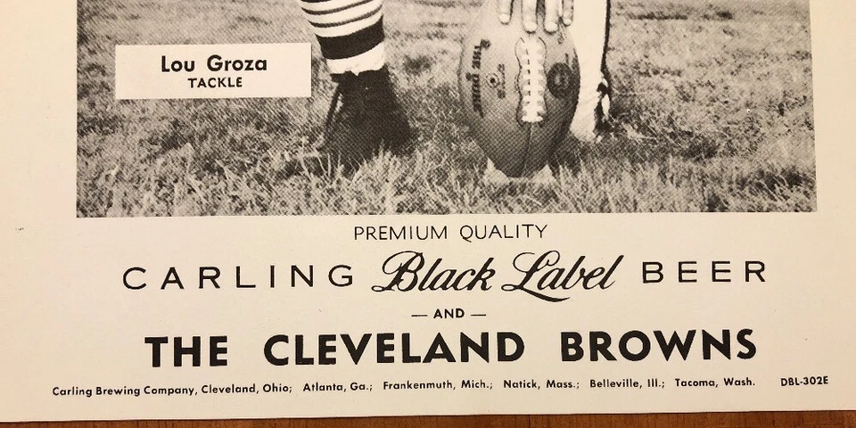 Foto de cerveza Carling etiqueta negra Cleveland Browns Lou Groza autógrafo automático de la corte Foto 4 de 4