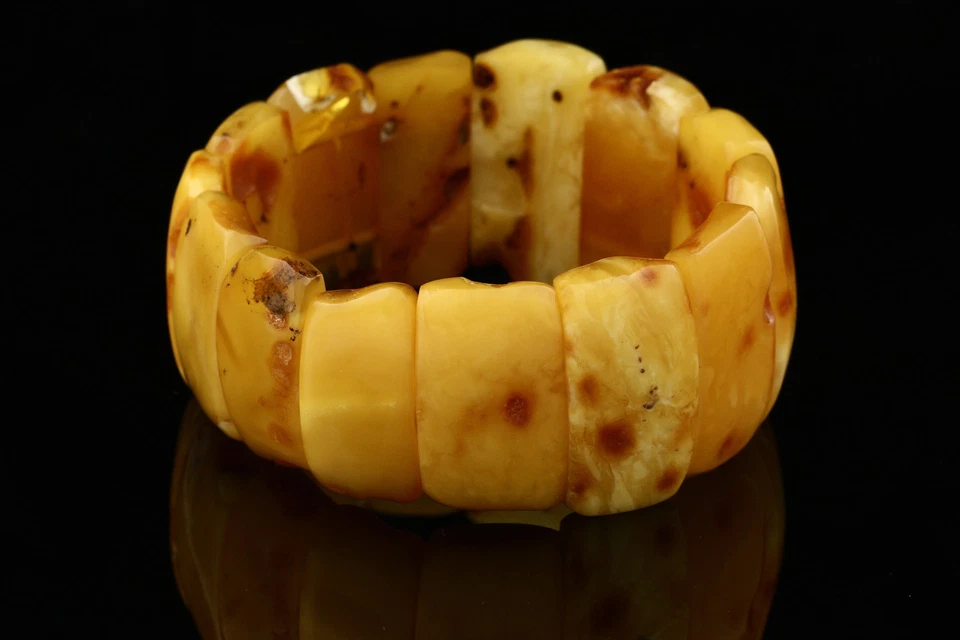 ANTIGUO ÁMBAR BÁLTICO Genuino Piezas Grandes Pulsera Elástica 43.9g b150610-7 Foto 2 de 3