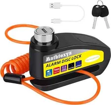 Motorcycle Lock Rechargeable, 120Db Alarm Disc Brake Locks Anti-Theft Security W