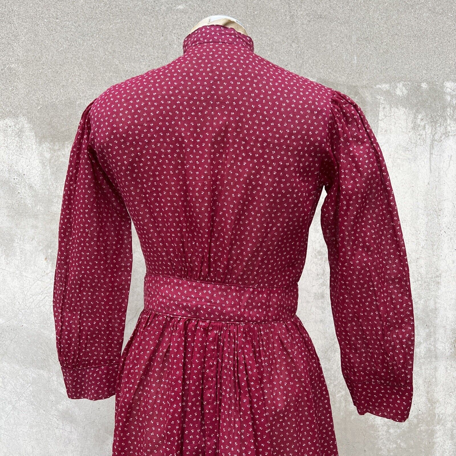 Antique Victorian Red Cotton Calico Teens Dress H… - image 10