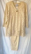 CHARLESTON RAGS 3 PC SET OUTFIT:  TANK, LACE COVER & PANTS..WOMEN SMALL