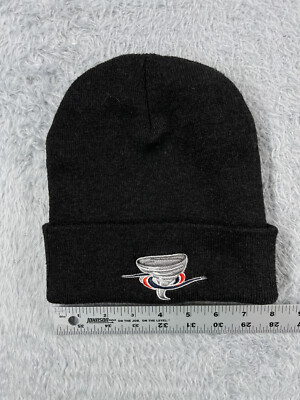 Tornado Beanie Toque Womens One Size Black Logo Knit 100% Acrylic Snow Ski