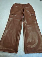 Juniors Ladies Brown Faux Leather Cargo Style Pants NWT Size Medium PT4 