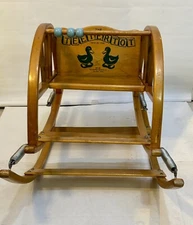 Vintage 1950s Delphos Wooden Teeter Tot Bounce Baby Rocker Blue Duck Graphics