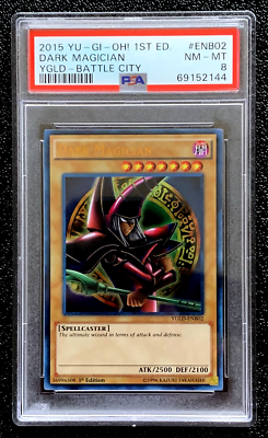 PSA 8 NM/MT 2015 DARK MAGICIAN YUGIOH 1ST EDITION BATTLE CITY YGLD