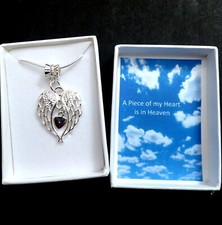 A Piece of my Heart is in Heaven Remembrance Angel Wing & Heart Necklace 