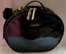 Lancome Black Faux 12" Patent Leather Makeup Train Case