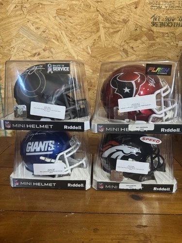 Lawrence Taylor, Will Anderson, Daniel Jones & Steve Atwater Signed Mini Helmets