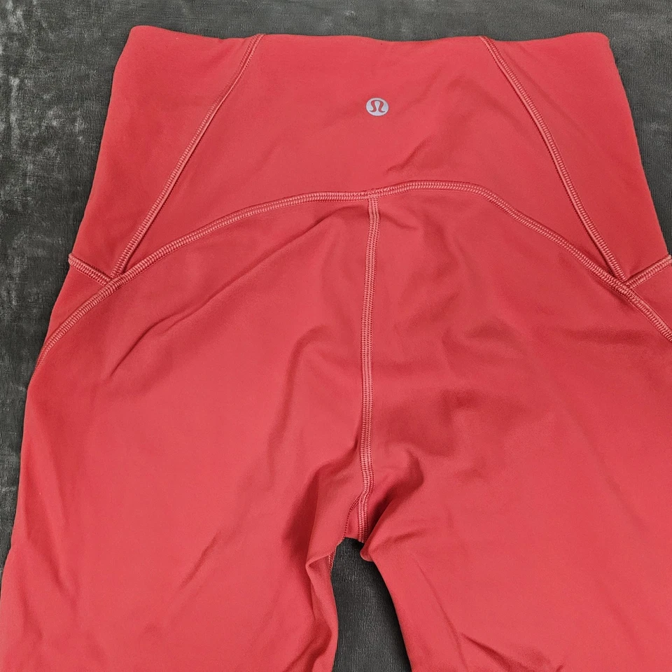 Pantalones Lululemon para mujer 6 rojos tiro alto detalle malla yoga leggings gimnasio atlético Foto 2 de 4