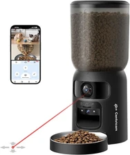 Automatic Cat Feeder w/ Dual 2K Camera Smart WiFi Pet Food Dispenser APP Control