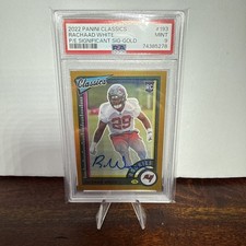 RACHAAD WHITE 2022 PANINI CLASSICS GOLD AUTO RC #D 29/99 PSA 9 Jersey Number