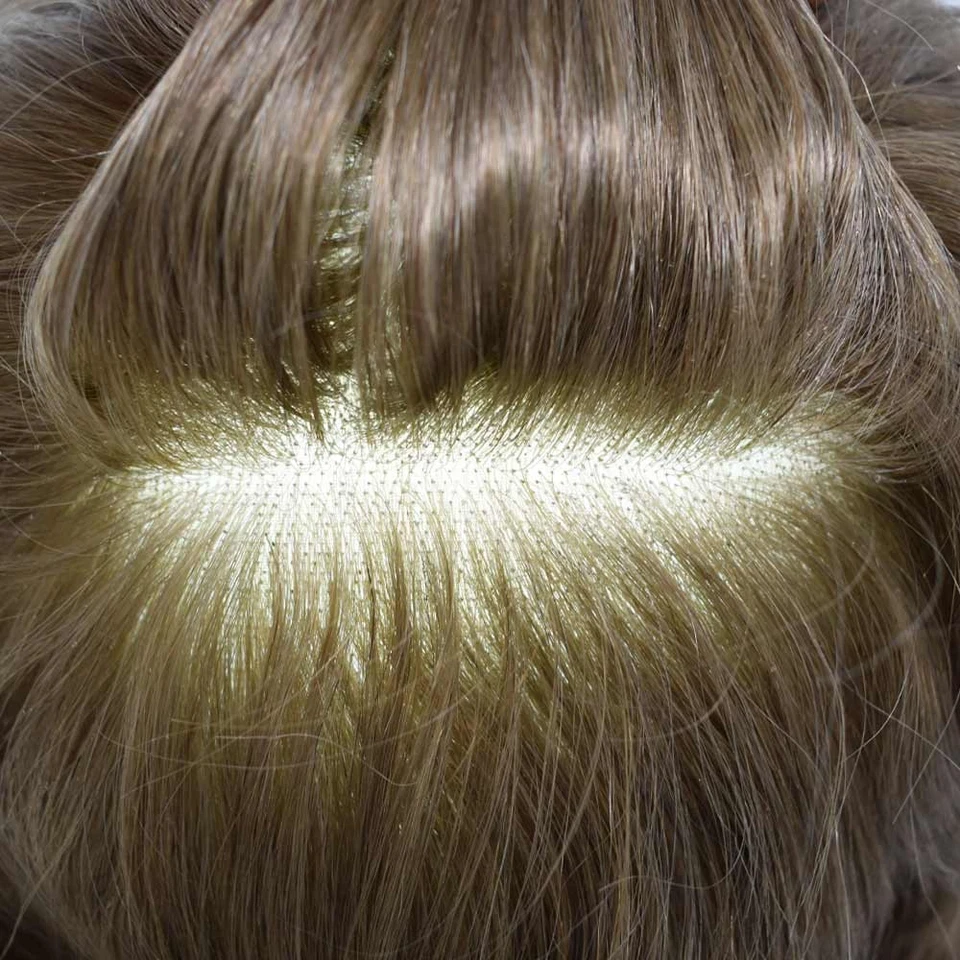 Pelucas de sistema de reemplazo de cabello humano mono toupee fino para hombre Foto 4 de 4