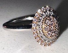 Genuine Wamada 18ct White Rose Gold Natural Pink & White Diamond Ring 750