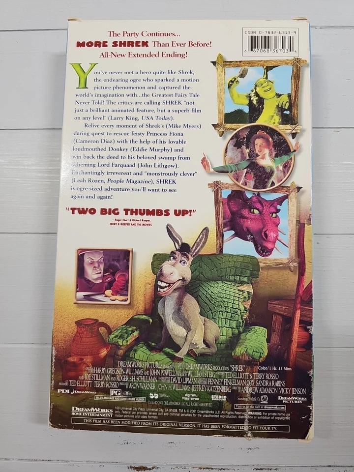 Shrek VHS 2001 Special Edition Big Box Very Good Condition  - Image 2 of 4