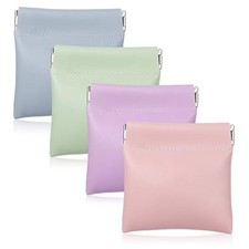 4Pcs Mini Squeeze Coin Purse, 3.1in Waterproof Portable No Zipper Self-closing