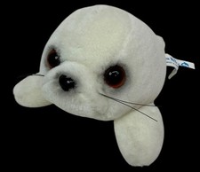 Vintage 1980s Sea World 8" Seal Pup Plush Stuffed Animal White Baby Souvenir