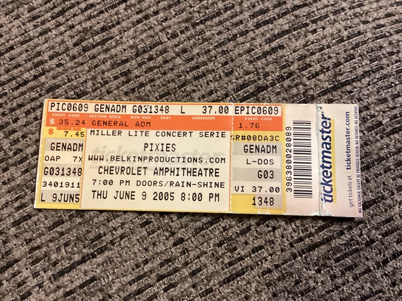 Ticket Stub - PIXIES - 9 June 2005 - CHEVROLET AMPHITHEATER