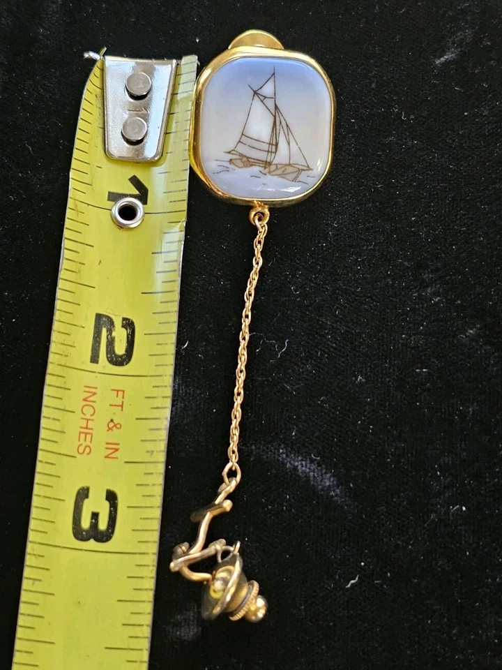 Veleiro antigo Dinamarca Bing & Grondahl 1/20 folheado a ouro 12K com suporte de amarração âncora - Imagem 4 de 4