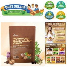 18-in-1 Black Walnut Wormwood Cleanse for Humans, 80 Day Supply, 6600mg Servi...
