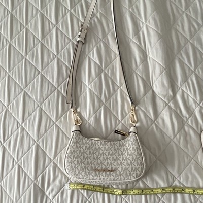 Michael Kors Signature Logo Small Crescent Shoulder Bag Zip Detachable Strap