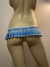 Sexy Micro Mini Blue Plaid Pleated Skirt Lingerie Exotic Dancer Stripper Rave